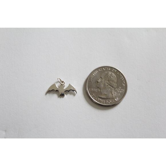 Sterling Silver Bat Charm, Cute Bat Charm, Hanging Bat Charm, Bat Charm - Picture 3 of 4